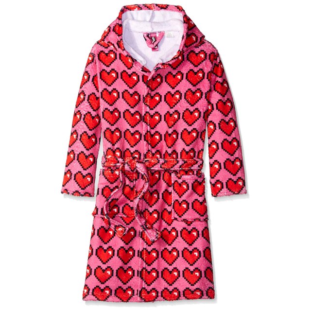 Up Past 8 Girls' Bathrobe Fuzzy Hooded Robe Sleepwear