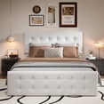 thumbnail image 4 of Bed Frame with 4 Storage Drawers and Upholstered Headboard, Queen/Full Size Upholstered Mattress Foundation with Linen Fabric/PU Leather/Velvet, No Box Spring Needed, 4 of 8