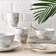 thumbnail image 5 of Safdie & Co. Gold Marble Procelain Dinnerware Set + Gold Flatware, 5 of 5