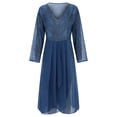thumbnail image 3 of WTXUE Robe à Manches Longues, Robe Décontractée à Manches Longues Imprimée en Chiffon avec Coutures pour Femme, Robe Bleu Marine pour Femme, Bleu Marine TG, 3 of 8