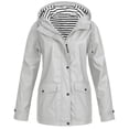 thumbnail image 2 of WEIYLL Womens Fleece Jacket Plus Outdoor Windproof Hooded Solid Color Raincoat Grey Fall Clothing Size XL, 2 of 7