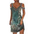 thumbnail image 2 of Robe d'Été pour Femmes 2024 Mode Grande Taille Aguichant Décontractée à Manches Courtes Imprimée Sans Bretelles Robe à Bretelles Rabais de 50 % Liquidation!, 2 of 5