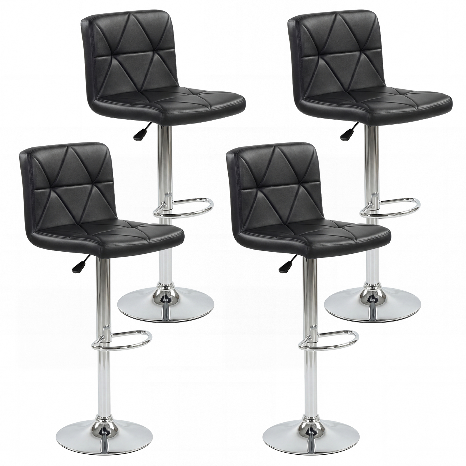 Gymax Bar Stools Set of 4 Adjustable Swivel Barstools w/Back & Footrest for Kitchen