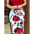 thumbnail image 2 of Ladies Sexy Hip Plus Size Party Dress Slim Flower Printed Short-Sleeved Mini Dress, 2 of 3