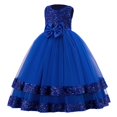 thumbnail image 1 of FhsagQ Robes pour Filles Robe de Soirée Princesse à Paillettes avec Nœud à Manches Longues Robe de Fête pour Anniversaire Concours de Beauté Performance sur Scène Fille Printemps le 7 Juillet Robes Taille 6 Printemps Bleu 7-8 Ans, 1 of 7