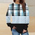 thumbnail image 2 of KIHOUT Chandails en Molleton de Mode pour Femmes, Manches Longues Décontractées à Carreaux Patchwork Col Rond Ample Blouse Chandail Tops, Taille P-2TG, 2 of 5