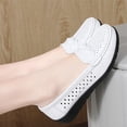 thumbnail image 4 of LOVZFMLL Mocassins Penny pour Femmes Classiques Slip On Chaussures Plates pour Travail de Bureau Décontracté Confortables à Bout Rond Ballerines Habillées Blanches 9,5, 4 of 9