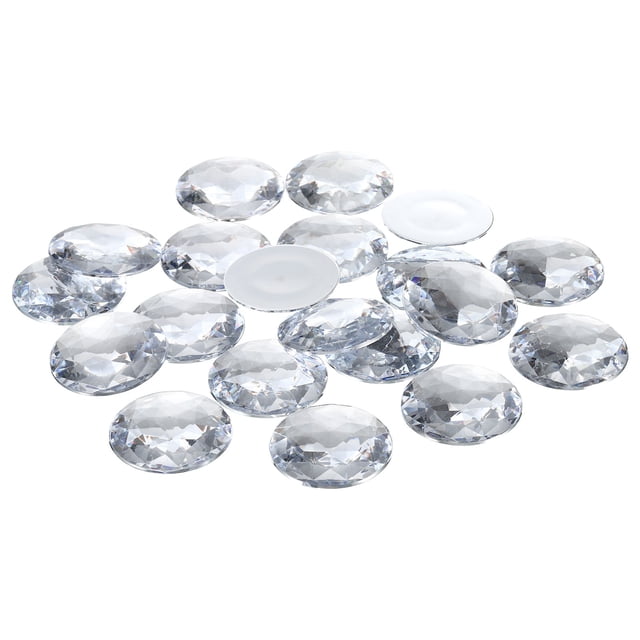 Unique Bargains 40mm Flat Back Round Acrylic Rhinestones, 50 Pack Plastic Circle Gems for Jewelry Making Costume, White