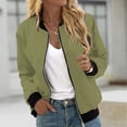 thumbnail image 1 of Liquidation d'Économies d'Été! Veste Bomber de Baseball Zippée à Poches Unie Décontractée pour Femmes, 1 of 5