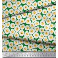 thumbnail image 3 of Soimoi Green Rayon Crepe Fabric Omelette Food Print Sewing Fabric Yard 46 Inch Wide, 3 of 5