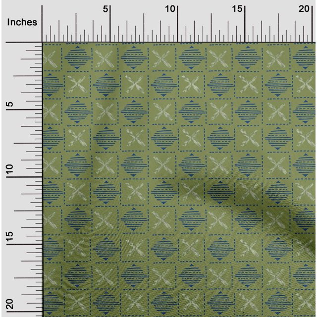 oneOone Silk Tabby Fabric Leaves & Geometric Block Decor Fabric Printed BTY 42 Inch Wide