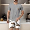thumbnail image 4 of JDQJBZ Mens 2 Piece Pajama Set Short Sleeve Crewneck T Shirt and Shorts with Print, 4 of 5