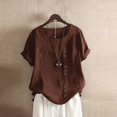 thumbnail image 4 of WEIYLL Ladies T Shirts Plus Boho Button Loose Size Solid Brown Tee Sizes XXXXXL, 4 of 4