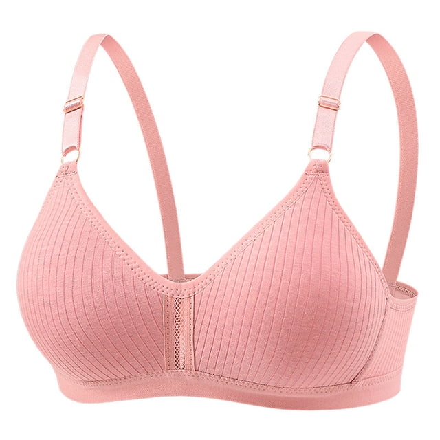 Birdeem Bras for Women Women Solid No-Wire Threaded Gathered Back Button Underwear Bra