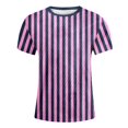 thumbnail image 4 of GDREDA T-Shirt Graphique à Manches Courtes Rayé pour Garçons, Coloré, Confortable et Décontracté, pour Enfants, Rose Clair, 110, 4 of 4