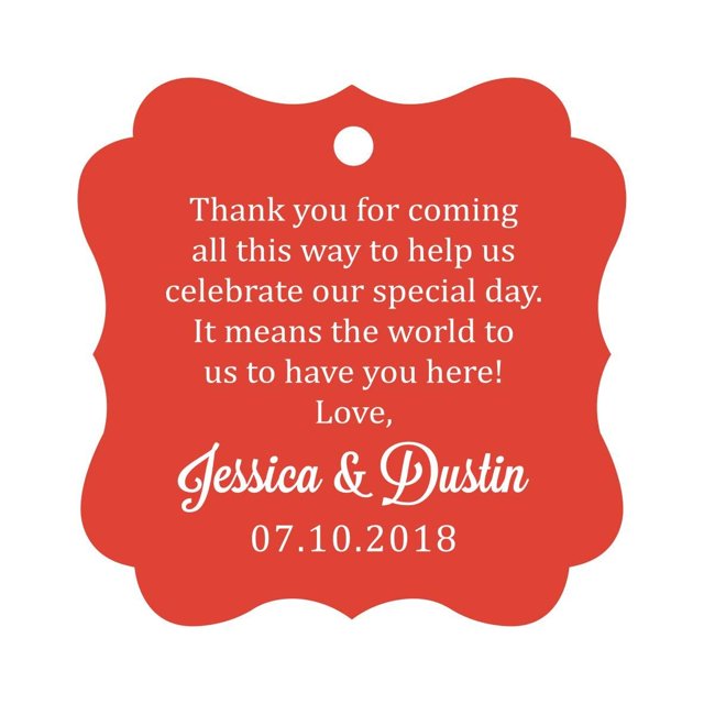 Darling Souvenir Custom Wedding Thank You Message Gift Tags Personalized Party Favor Hang Paper Tags-Red-100 Tags