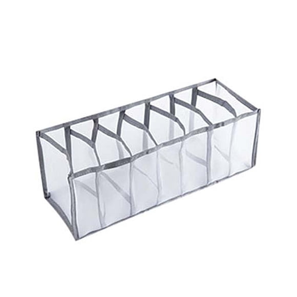 PpgejGEK 7 Grid Underwear Storage Box with Compartments 31.5x12x10.5cm Nylon Mesh Bra Sock Panty Organizer Drawer for Wardrobe Closet and Bedroom