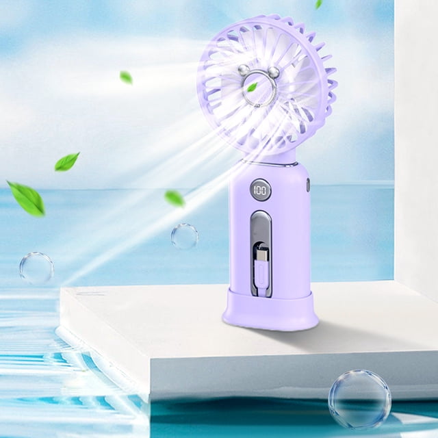 Chmadoxn Fan, Ceiling Fan, Desk Fan, Portable Fan Handheld Fan 5000 MAh Long Battery Life Fast Charge Digital Display Power Bank 2-in-1 Mini Fan Small fan