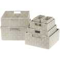 thumbnail image 1 of Sorbus Storage Box Woven Basket Bin Container Tote Cube Organizer Set Stackable Storage Basket Woven Strap Shelf Organizer Built-in Carry Handles (7 Piece - Beige), 1 of 3