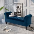 thumbnail image 2 of HOMCOM Banc Ottoman Rembourré avec Rangement, Banc de Bout de Lit avec Accoudoirs, Bleu, 2 of 9