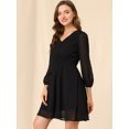 thumbnail image 4 of INSPIRE CHIC Robe en Chiffon Fluide à Manches Mi-Longues et Col en V pour Femmes, 4 of 6