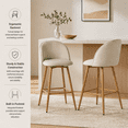 thumbnail image 4 of Homy Casa Set of 2 Swivel Counter Stools, Upholstered Fabric Bar Chairs with Oak Pattern Metal Legs for Kitchen Island, Beige, 4 of 9