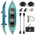 thumbnail image 1 of Costway Ensemble de Kayak Gonflable Portable pour 2 Personnes avec Rames en Aluminium Siège Rembourré en EVA Turquoise, 1 of 10