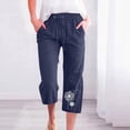 thumbnail image 1 of Jsaierl Womens Capris with Pockets Drawstring Elastic Waisted Wide Leg Cropped Pants Plus Size Fashion Floral Print Capris, 1 of 5