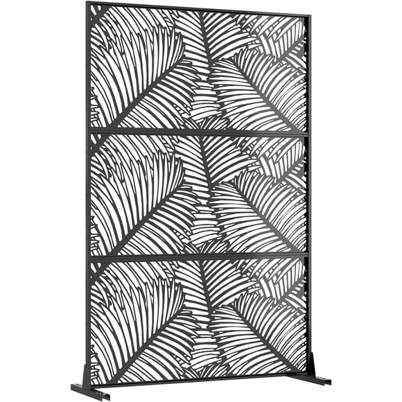 YUSAZENS Panneau d'Écran de Jardin en Acier Galvanisé 47x72 Pouces Motif Feuille de Palmier Clôture d'Intimité en Métal pour Décoration de Paysage de Cour Extérieure