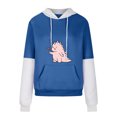 thumbnail image 4 of Penkiiy Hoodies pour Femmes Mode Décontractée Imprimé Col Rond Manches Longues Amples Hauts Courts Blouse Sweat-Shirts Sans Capuche Vêtements Bleus Y2K, 4 of 5