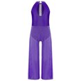 thumbnail image 3 of Oyolan One Piece Rompers Overall for Girls Rhinestones Dance Bodysuit Disco Party Wide Leg Pants Playsuit Purple 12, 3 of 4
