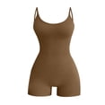 thumbnail image 1 of Baberdicy Combinaisons pour Femmes Liquidationï1⁄4Combinaison à Bretelles Sans Manches à Col Rond pour Femmes Combinaison de Couleur Unie Justaucorps à Bretelles Justaucorps Gainant Brun, 1 of 6