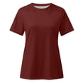 thumbnail image 5 of Femmes Dames Uni Manches Courtes Col Rond Chandail en Dentelle Hauts Chemises Blouse, 5 of 5