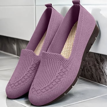 Apmemiss Liquidation Chaussures Décontractées de Mode pour Femmes Style Printanier Couleur Unie Respirantes en Maille Volante Chaussures Antidérapantes à Semelle Plate à Bouche Peu Profonde Cadeaux de Noël pour Maman