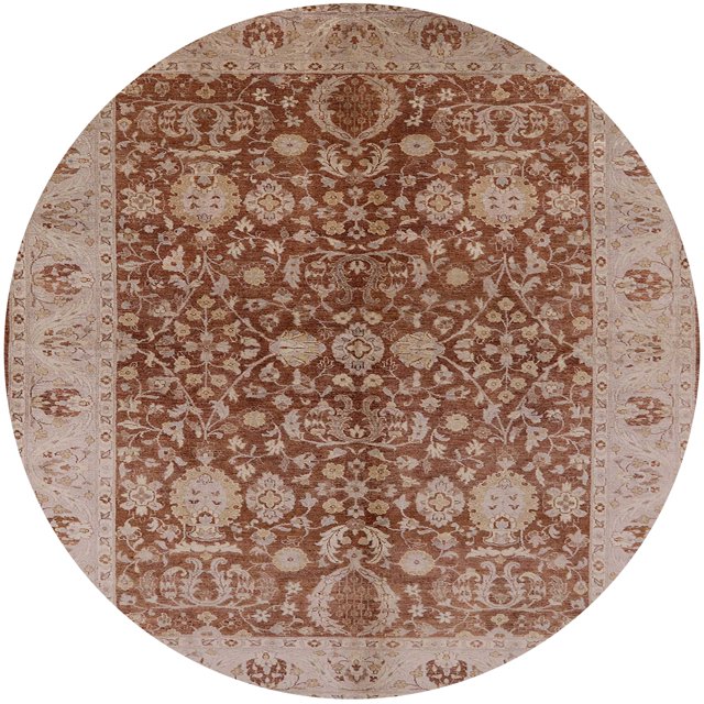 Ahgly Tapis Rond Intérieur Mi-Siècle Moderne Châtaigne Rouge Oriental, 8 Pieds Rond