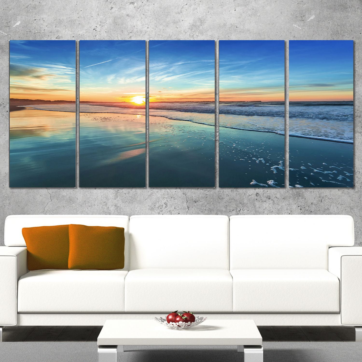 Tableau mural imprimée sur toile Design Art la mer et soleil