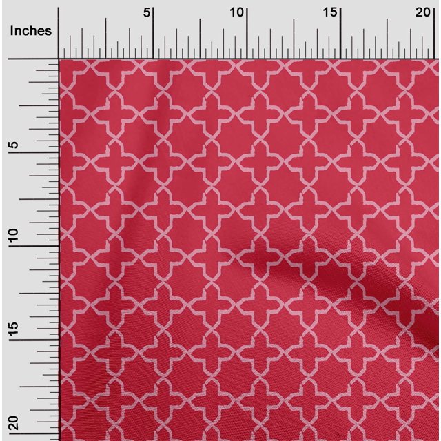 oneOone Silk Tabby Fabric Quatrefoil Block Print Fabric By Yard 42 Inch Wide