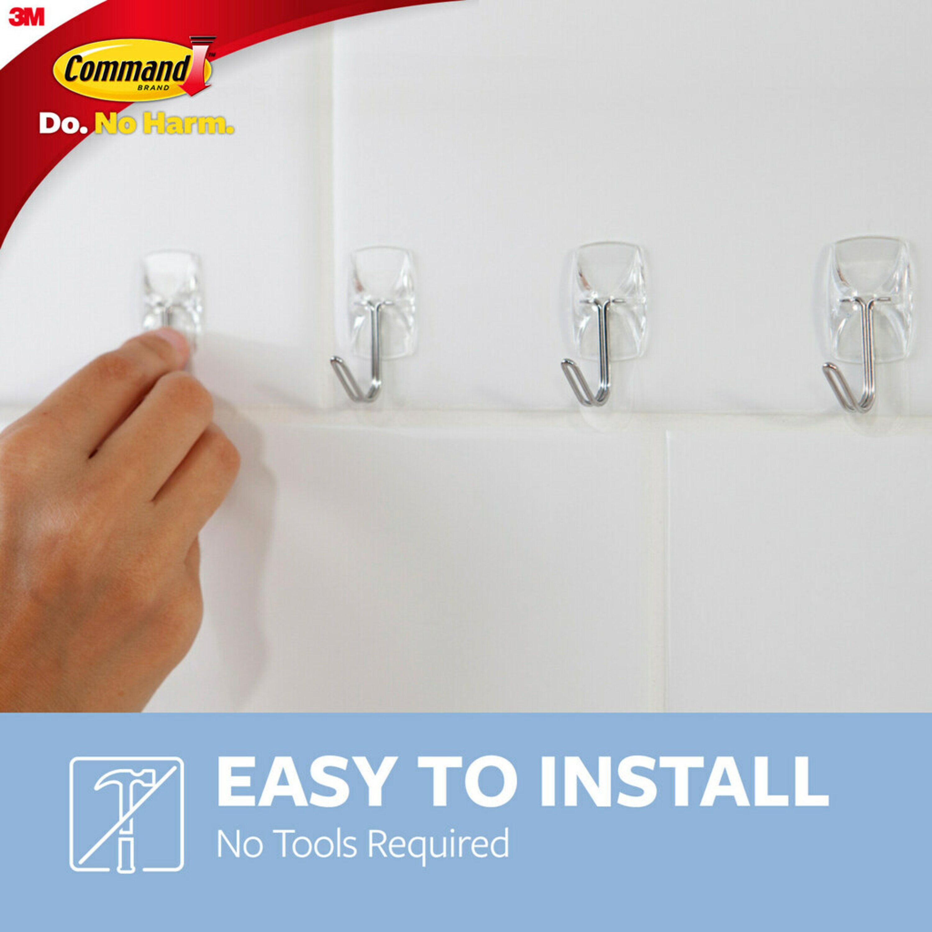 Command Small Clear Refill Strips for Command Clear Small Indoor Hooks, 16 Strips