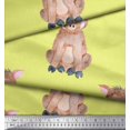 thumbnail image 2 of Soimoi Yellow Georgette Viscose Fabric Pig Animal Print Fabric by Yard 42 Inch Wide, 2 of 3