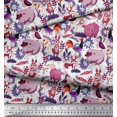 thumbnail image 3 of Soimoi Modal Satin Fabric Floral,Bird & Animal Cartoon Printed Craft Fabric by The Yard 42 Inch Wide, 3 of 3