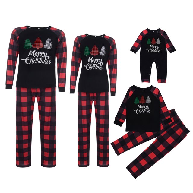 Gupgi Christmas Tree Print Pajamas Parent-child Sleepwear Family Matching Set