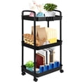 thumbnail image 2 of YOPTOP 3-Tier Rolling Storage Cart Small Utility Cart Organisation Cart with Lockable Wheels  Storage Rolling Trolley  Organiser Rack Cart for Kitchen Bathroom Living Room Bedroom Spaces,black, 2 of 10