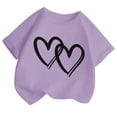 thumbnail image 3 of GDREDA Vêtements Fille Enfant Filles Mignon Graphique Col Rond T-Shirt Manches Courtes Été Chemise Décontractée Hauts Décontractés Fille Violet Clair, 7-8 Ans, 3 of 5