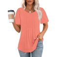 thumbnail image 2 of AherBiu Tuniques pour Femmes Manches Courtes Décontractées Couleur Unie Confortables Été Col Rond Blouse TShirts, 2 of 7