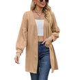 thumbnail image 1 of Avamo Ladies Cardigan Open Front Outwear Solid Color Knit Cardigans Lightweight Tunic Tops Work Light Khaki XL, 1 of 3