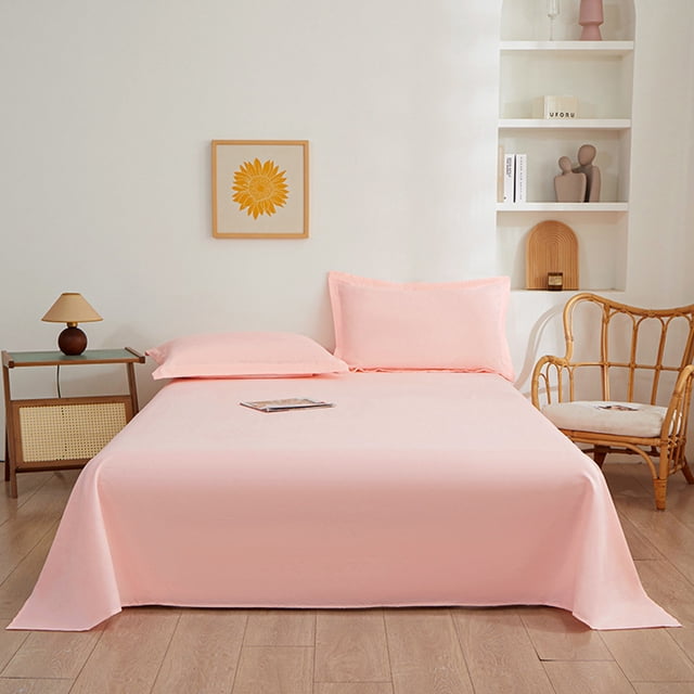 Birdeem Queen Size Bed Sheet, Flat Sheet Solid Color Washable Polyester for Soft Comfort, 86.6x90.6 Inches Fits Mattress with Easy Care Multicolor Home Decor