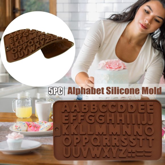 TIMIFIS Silicone Mold 5Pcs for Chocolate, Cake, Jelly, Pudding, Alphabet Shape Kitchen Gadgets
