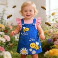 thumbnail image 2 of FYDUU Robe en Denim Décontractée pour Tout-Petites Filles Bébé Imprimée Mignonne à Col Rond à Manches Volantées Salopette Ludique pour Fillette Robe d'Été Décontractée Robe de Fête Robe d'Été, 2 of 9