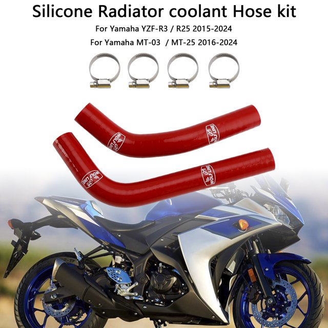 Tuyau de Refroidissement de Radiateur en Silicone pour Yamaha MT-03 MT-25 YZF R3 R25 2015-2024 Rouge