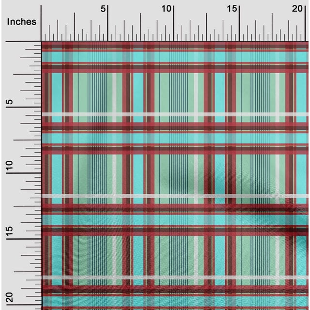 oneOone Silk Tabby Fabric Madras Check Printed Fabric 1 Yard 42 Inch Wide